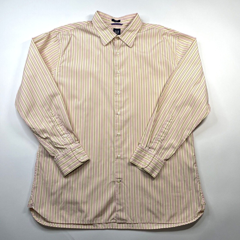 GAP Fitted Premium Men's Striped Button Down Cotton Shirt XXL 18-18 1/2